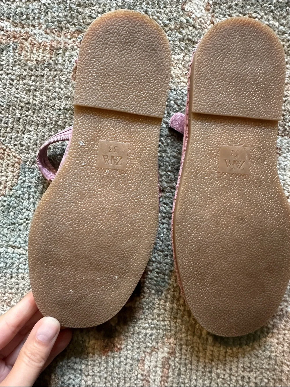 Zara Dusty Pink Mary Jane Canvas Flats | EU 33 | Girls